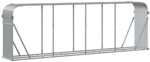 vidaXL Vedställ ljusgrå 300x45x100 cm galvaniserat stål, vedhylla, ved förvaring, vedförvaring, vedhyllor, vedställ metall