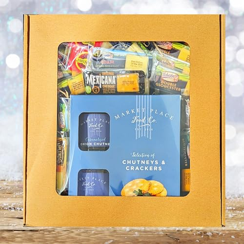 Cheese & Chutney Hamper Gift Set - Selection of 25 Ilchester Individually Wrapped Portions & Selection of Chutneys with Crackers. Cheese Gifts for Couples, Gifts for Mum or Dad Gifts