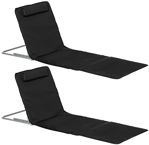 Outsunny Sonnenliege klappbar Gartenliege mit Kopfkissen Liegestuhl mit 5-Fach verstellbare Rückenlehne Strandliege mit Tragetasche Gartenstuhl für Garten Urlaub Outdoor Strand Pool, Schwarz