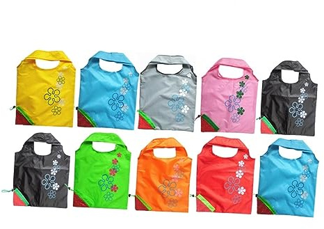 RORPOIR Faltbare Einkaufstaschen Erdbeere 10 Stück aus Polyester | Wiederverwendbar, Maschinenwaschbar, , für Sandwiches und Klebrige Speisen, Tragbar