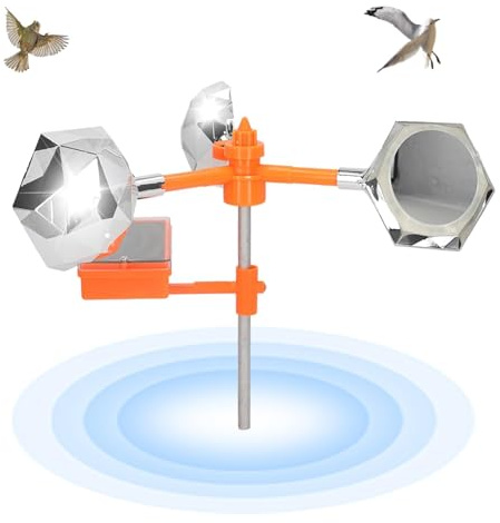 Ahuyentador De Pájaros Con Luz Sonora, Pájaros Reflejan Disuasorio Ahuyenta, Disuasión Intermitente De Pájaros Solares Giratorios De 360 ​​​​° Para Campos De Huertos Agrícolas, Juegos De Herramient