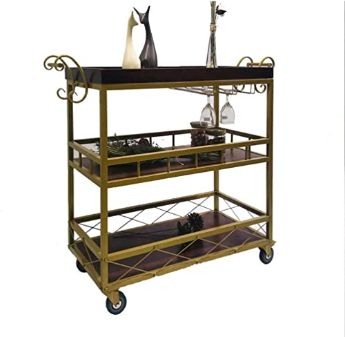 Bar-Servierwagen, Weinwagen für die Küche zu Hause, Hotel-Rollwagen, Küchenwagen, Industrie-Schreibtisch-Aufbewahrungswagen, Werkzeugwagen, Catering-Trolleys, Grillwagen, Weinregal im Retro-Design, 3