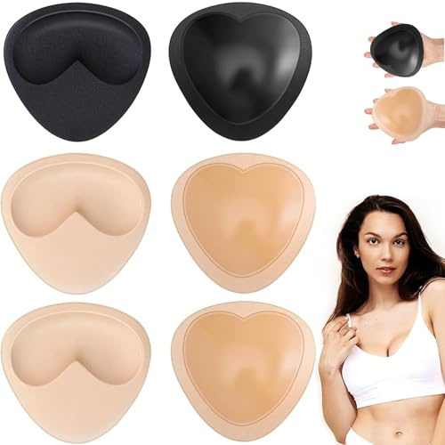 3 paia di cuscinetti per reggiseno, autoadesivi, inserti rimovibili, push up, reggiseno sportivo o top bikini