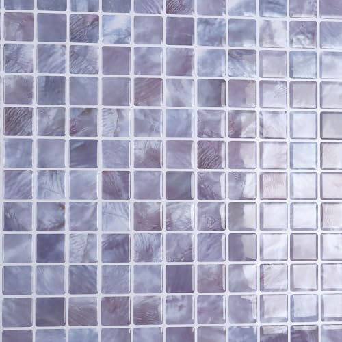 CRE8TIVE Mosaic Peel and Stick Wall Tiles 16 Pcs Light Purple Marble Effect Tile Stickers for Kitchen Waterproof Bathroom Self Adhesive Mosaic Tiles for Laundry Room Fireplace 30.5cm x 30.5cm