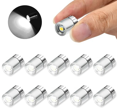 10 pcs Mini LED Licht, Micro LED Licht, LED Licht Mini mit Batterie, Mini LED Licht zum Kleben, Geeignet zum Dekorieren von Puppenhäusern, DIY-Kunsthandwerk (Weißes Licht)