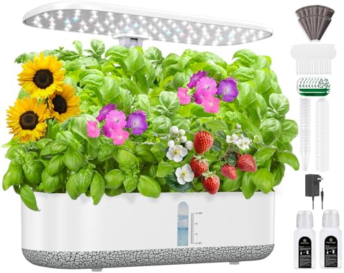 Large Hydroponics Growing System 14 Pods, Indoor Herb Garden with LED Grow Light, 5L Water Tank, Hydroponic Grow Kit with Auto-Timer, Easter Garden Gifts for Kids, STEM Growing kit