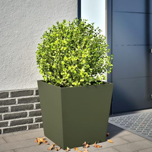 Tidyard Jardinière Vert Olive 50x50x50 cm Acier Bac de Plantation pour Cultiver Fleurs, Plantes, Lit Surélevé Jardinière Potager pour Terrasse Balcon