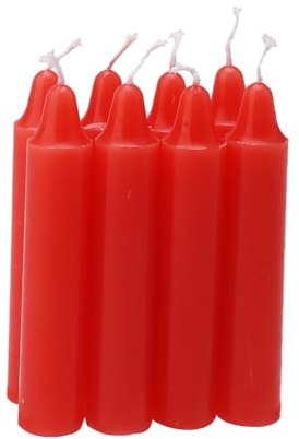 Ovaletta 8 Stück Stabkerzen Rot, Kurze Stabkerzen, Tafelkerzen, Rot Kerzen, Notfallkerzen, 2,1 x 10,8 cm