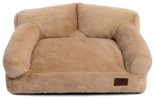Hollypet Letto per Gatti Letto per Cani di Piccola Taglia, Soffice Divano Lettino in Peluche per Gatti e Cuccioli, Morbido Divano Traspirante Nido per Animali Domestici, Marrone Chiaro