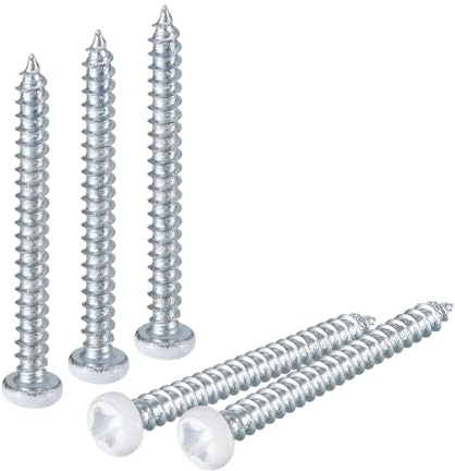 QUARKZMAN 25 Stück Flachkopfschrauben M3.5x35mm Weiße Linsenkopf-Selbstbohrschrauben aus Kohlenstoffstahl Fassadenschrauben Phillips Holzschrauben für Holzarbeiten, Silber Blau