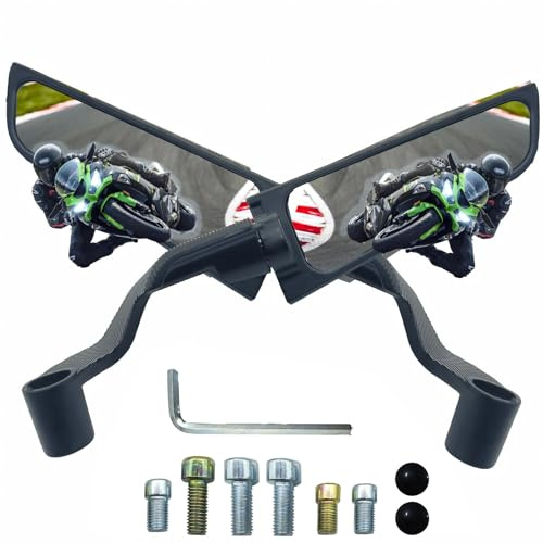 VRWEARE Motorcycle Wing Rearview Mirrors with 8mm & 10mm Screw Compatible with Kawasaki Z400/Z650/Z1000 KTM Duke 125/200/250/390/690/790/1290 Yamaha MT-07 (Standard Size)