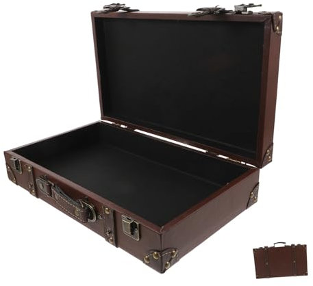 EXQUIMEUBLE Klassischer Vintage Lederkoffer Aus Edlem Leder Dekorative Aufbewahrungsbox Mit Großem Stauraum Vielseitig Für Fotoshootings Reisetasche Und Schaufensterdekoration
