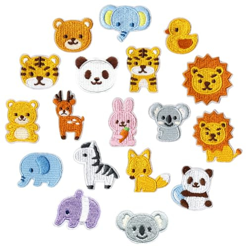 KASESSS 18 Piezas Animales Parches Ropa Termoadhesivos, Parches para Ropa, Parche Ropas, Parches Termoadhesivos para Planchar, DIY Coser Parches para Ropas para Sombrero, Mochila, Jeans, Bolsas