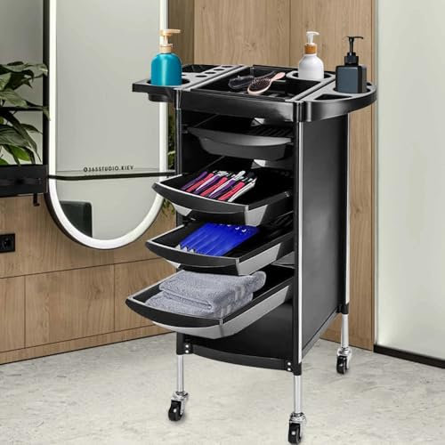 Blendra Hairdressing Trolley,hairdresser Salon beauty trolley on wheels with 4 Drawers Mobile for Barbershops, Spas, Homes, Beauty Salons, Nail