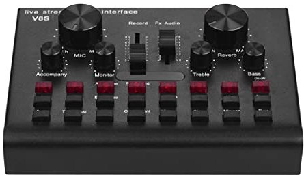 ABBNIA Mixeur Audio USB Multifonction, Carte Son pour Diffusion en Direct, Appareil Vocal, équipement DJ karaoké avec Volume réglable, Connexion BT
