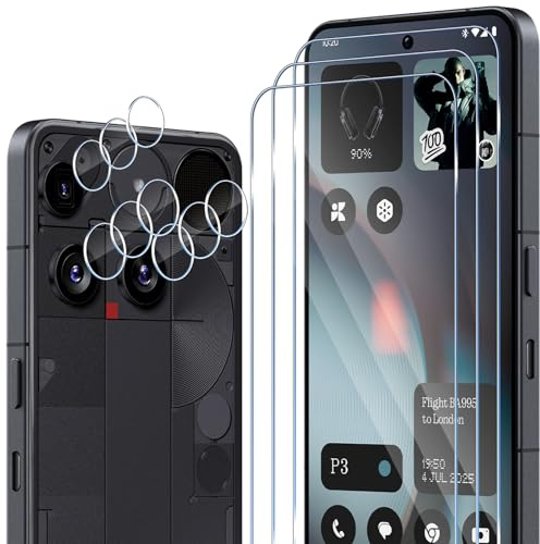 ELYCO Schutzfolie kompatibel mit Nothing Phone 3 für Panzerglas, 3 Stück Szhutzglas & 3 Stück Kamera Schutzfolie, 9H Härte Anti-Kratzer Blasenfrei HD Klar Kameraschutz & Displayschutzfolie