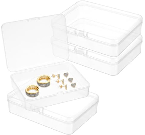 CIATBYYJ 4Pcs Clear Small Plastic Case, Transparent Mini Plastic Containers, Rectangular Small Storage Box with Lid, 4.5 X 3.3 X 1.1 Inch Clear Rectangle Bead Organizer Box