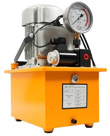 KANBCNG 220V Elektrische Hydraulikpumpe 20-700 Bar Hydraulikpumpe 7L Kraftstofftank Fußpumpe Hydraulikpumpe mit Magnetventil Elektrisch Angetriebene Hydraulikpumpe Hydraulische Kraftpumpe