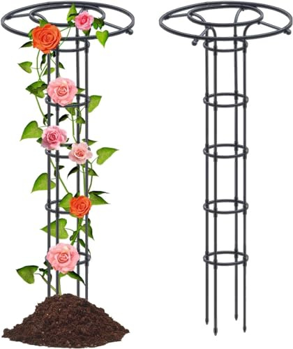 Obelisco de enrejado de jardín, torre de soporte de escalada de metal para flores y vides, marco de planta al aire libre de 180 cm, diseño de paraguas duradero para rosas y decoración de jardín