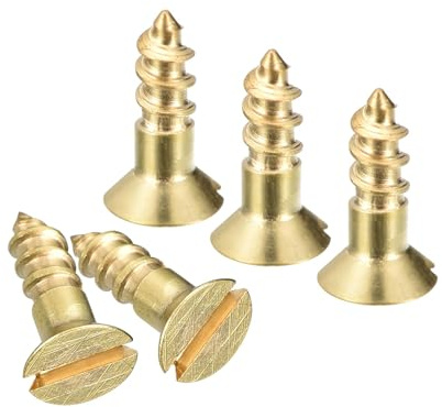 TA-VIGOR M3 x 10mm Brass Wood Screws, 50PCS Flat Head Self Tapping Screws | Countersunk Screws with Slotted Drive, Solid Brass Fastener Screws for Woodworking, Furniture, Cabinets and DIY Projects