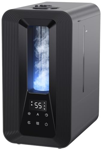 AROEVE 5L Humidificador Bebes, Ultrasónico Niebla Fría con Difusor de Aromas, Higrostato Inteligente, Luz Nocturna, 50H Duración, Apagado Automático, 25dB Silencioso para Dormitorio Oficina y Plantas