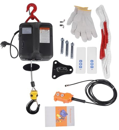 Verricello elettrico pesante, 1500 W, 498,95 kg, capacità di carico 500 A, velocità di sollevamento ≥ 4 m/min, argano motore 7 m, altezza di sollevamento, copertura per sollevamento fune Hopzty