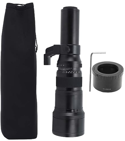 500mm F6.3 Objectif Téléobjectif à Focale Fixe, Verre Optique Multicouche, Monture EOSM T2 - Qualité Supérieure pour Photo Animalière et Longue Distance, Compatible Appareils (Noir)