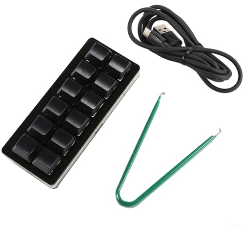 Honseadek Mechanische Mini-Tastatur mit 12 programmierbaren Tastenkombinationen, Hot-Swap-fähigen Tastenschaltern und Makrounterstützung für Photoshop, Premiere unter Windows, OS (schwarz)