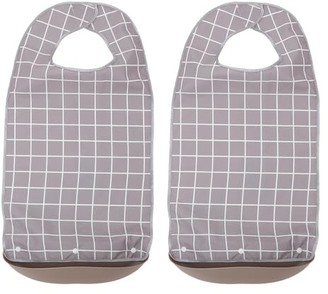 Healvian Bavoirs Imperméables Réutilisables pour Adultes 2 Pièces avec Récupérateur de Miettes Grosse Taille en Matériau Imperméable pour Repas Quotidiens Personnes Âgées Protection