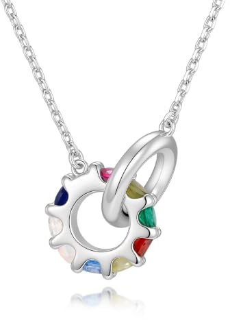 TempBeau Neun Edelsteine Halskette Navaratna Anhänger 40-45cm | Navaratna-inspiriertes Design, Neun Kristalle mit Bedeutung, Für Yoga & Meditation, Verstellbar, In Gold & Silber erhältlich