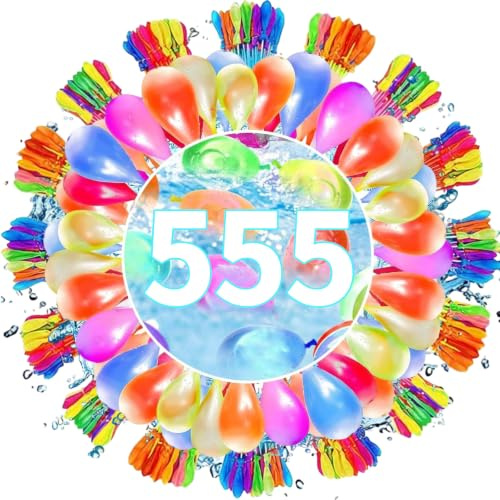 555 PCS Self Sealing Water Balloons, Quick Fill Water Balloons for Kids Easy Fill, Vibrant Color Water Bombs, Summer Outdoor Pool Beach Party Water