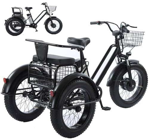 Bicicleta de carga eléctrica para adultos, carga pesada de 200 kg, batería extraíble de 48 V, alcance de 35 km, lista para viajar