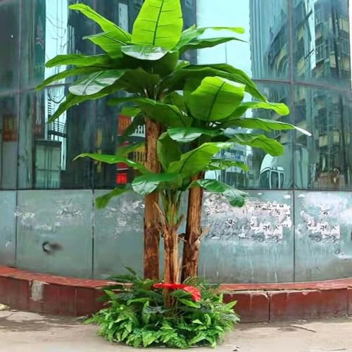 KIBONCY VerdantLife Banano Artificiale, Grande Pianta Di Palma Tropicale Finta In Vaso For Interni Ed Esterni Home Office Soggiorno Giardino Angolo Decorativo Verde Finto(2mX1.5m)