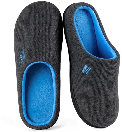RockDove Women's Original Two-Tone Memory Foam Slipper, Size 3/4 UK Women, Dark Grey and Blue