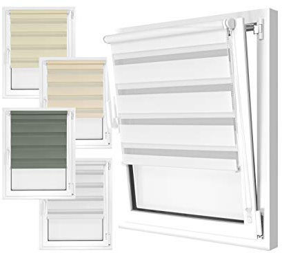 npluseins Doppelrollo in 4 Farben & in 8 Größen - mit Klemmfixierung am Fensterahmen und fest montierter Trägerschiene - kinderleichte 3-Step Montage, ca. 80 x 210 cm, weiß