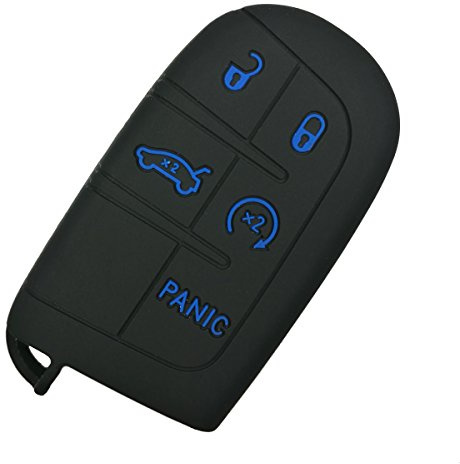 Coolbestda Rubber Key Fob Remote Cover Case Keyless Protector for 2017 2018 2019 2020 2021 2022 2023 2024 Jeep Grand Cherokee Compass Dodge Challenger Charger Dart Durango Journey Chrysler 300 200