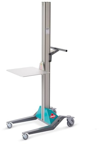 Ameise Elektrischer Hebelift | 80 kg Tragkraft | 1.440 mm Hubhöhe | 12V Akku (7,2 Ah) | inklusive 434x418mm Plattform und Ladegerät | Stahl/Alu Konstruktion | Montagelift | Türkisblau
