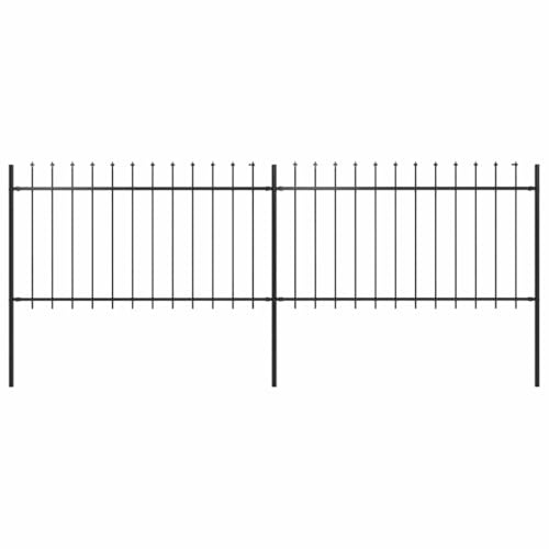 vidaXL Gartenzaun mit Speerspitze Stahl 337 x 100 cm Schwarz