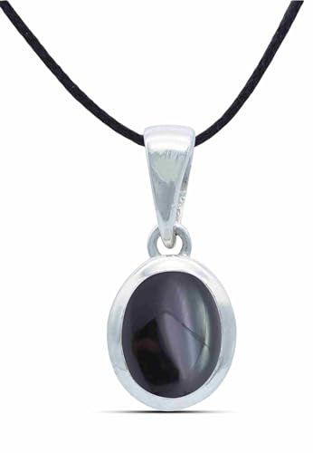 mantraroma Kettenanhänger 925 Silber Onyx schwarzer Stein Edelstein Kettenanhänger Damen Sterling Silber Halskette Anhänger Geschenk (MAH-159-03)