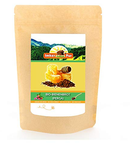 ImkerPur Bio Bienenbrot Perga 80g | Roh & naturbelassen aus der Wabe | Fermentierter Blütenpollen aus Holzrähmchen, mild süß-säuerlich, ideal für Müsli & Joghurt