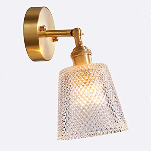 Elegant Wandleuchte aus Messing Innen Nachttisch Wandlampe Kristall Einstellbar Glasschirm E27 Schlafzimmer Wand-Leselicht Modern Nordischer Stil, Mode Wohnzimmer Wandbeleuchtung Flur BalkonLicht