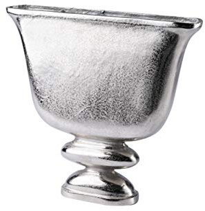 Vase Blumenvase Gefäß Pokalvase Dekovase Aluminium Silber, Deko Modern aus Metall, Wohnzimmer und Küche, 42 cm