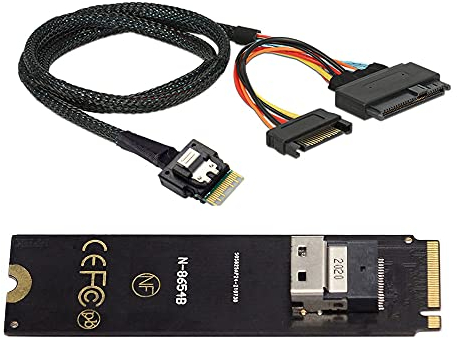NFHK NGFF M-Key NVME to SFF-8654 Slimline SAS Card Adapter and U.2 U2 SFF-8639 NVME PCIe SSD Cable for Mainboard SSD