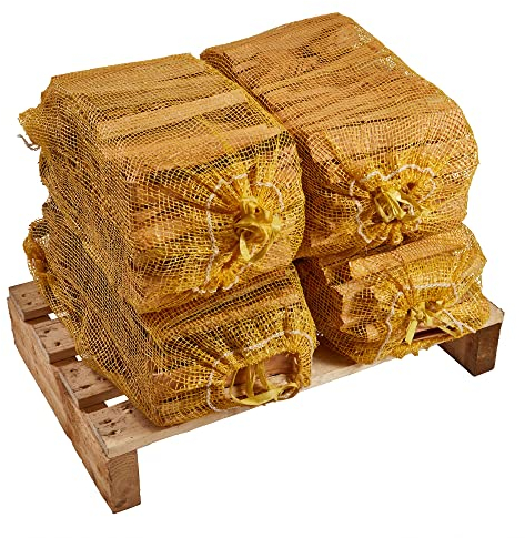 4 x Large Nets of Kindling Wood (16KG) - Kiln Dried, Natural Firelighters for Fire Starting, Premium Quality Ready to Light