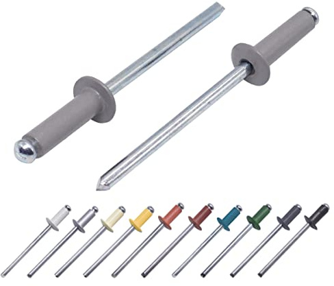 (400 Stück) Lackierte Blindnieten 4,0 x 14 mm, Kuppelkopf, DIN 7337, Aluminiumniete und Stahldorn, Popnieten (400, staubgrau RAL 7037)