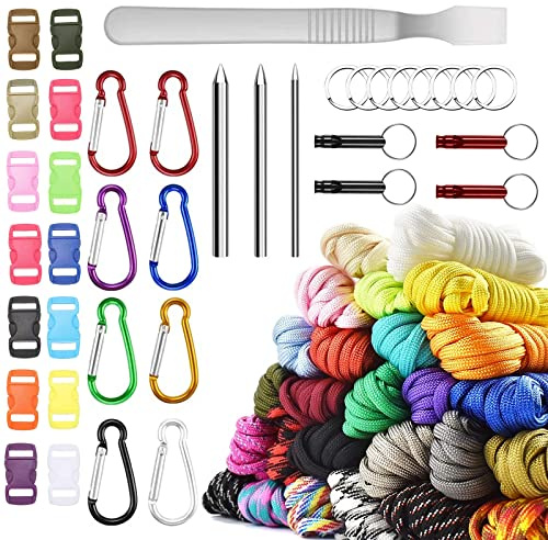 Paracord-550-set, nylonsnoddar för gör-det-själv-armband, mångsidiga linor med repspänne och synålar, utmärkt för tillverkning av snoddar för nyckelringar och annat