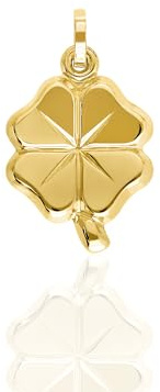 forme di Lucchetta - Glücks-Kleeblatt-Anhänger aus 14K Gelbgold, 20x11mm | Goldanhänger Damen Mädchen 585 Echtgold für Kette (bis zu 4 mm), hergestellt in Italien