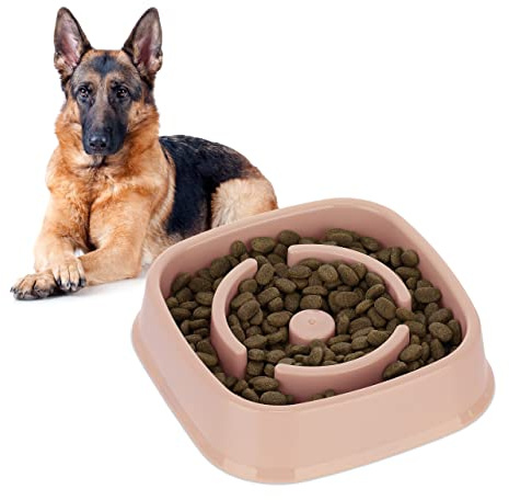 Relaxdays Anti Schling Napf, Futternapf für Hunde, Tiernapf 800 ml, langsames Fressen, Hundenapf spülmaschinenfest, rosa