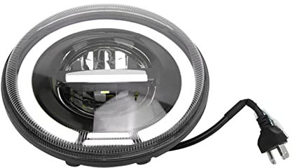 Faro per Moto Aramox, Faro per Moto LED Angel Eye 7 Pollici Rotondo IP67 Impermeabile 12-80 V Rosso Giallo Illuminazione Universale