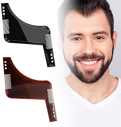 Pettine Stencil Barba, 2 Pezzi Pettine per Barba, Signori pizzetto Collo Sagome per Barba Styling Tool, per Styling Taglio Barba Pettine da Barba Modellante Portatile